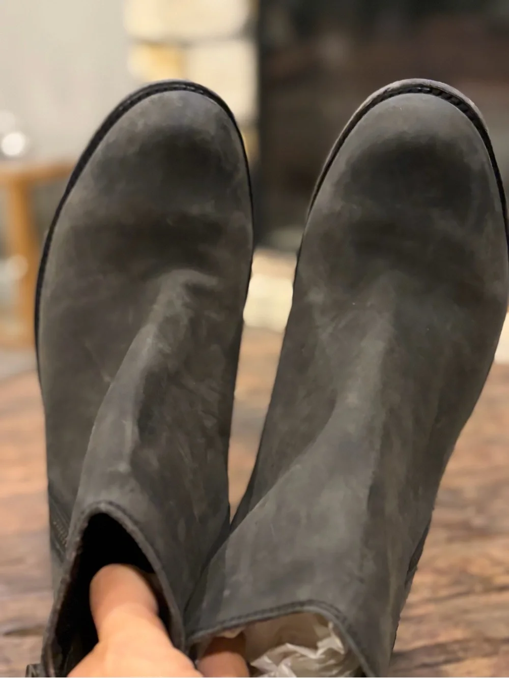 LIBERTY Black Gray Suede Ankle Boots